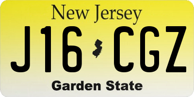 NJ license plate J16CGZ
