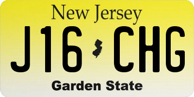 NJ license plate J16CHG