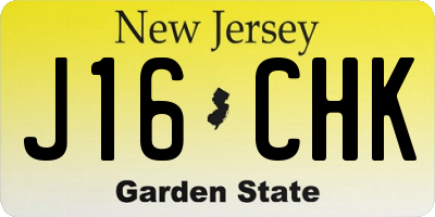 NJ license plate J16CHK
