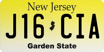 NJ license plate J16CIA