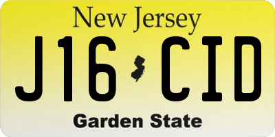 NJ license plate J16CID