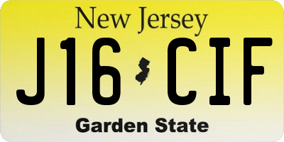 NJ license plate J16CIF