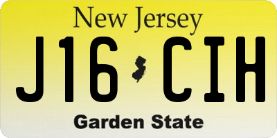 NJ license plate J16CIH