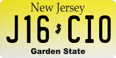 NJ license plate J16CIO
