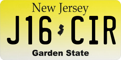NJ license plate J16CIR