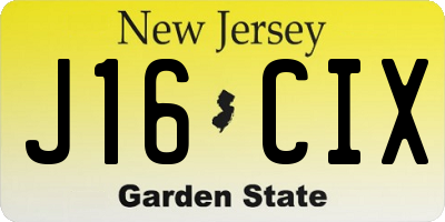 NJ license plate J16CIX