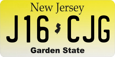 NJ license plate J16CJG