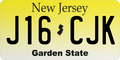 NJ license plate J16CJK