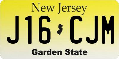 NJ license plate J16CJM