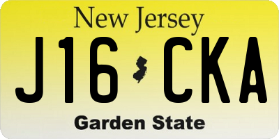 NJ license plate J16CKA