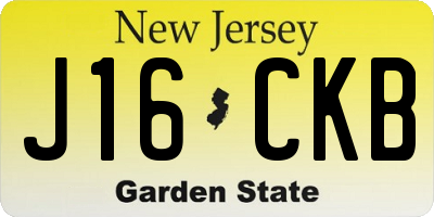 NJ license plate J16CKB