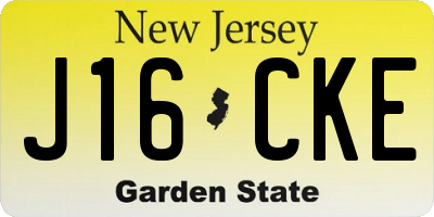 NJ license plate J16CKE