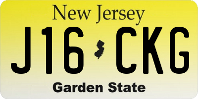 NJ license plate J16CKG