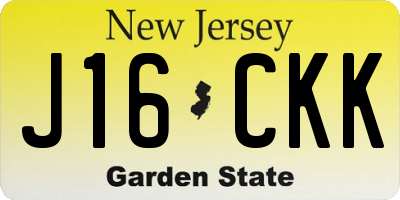 NJ license plate J16CKK
