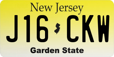 NJ license plate J16CKW