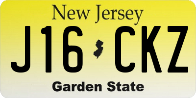 NJ license plate J16CKZ