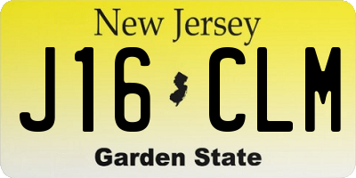 NJ license plate J16CLM