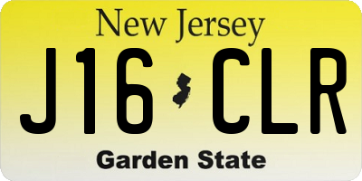 NJ license plate J16CLR
