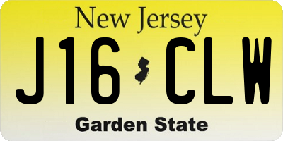NJ license plate J16CLW