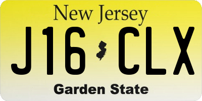 NJ license plate J16CLX