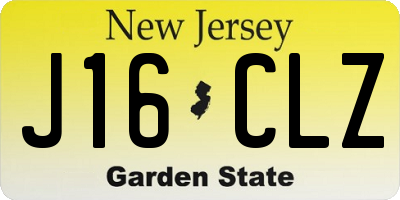 NJ license plate J16CLZ