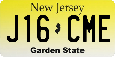 NJ license plate J16CME