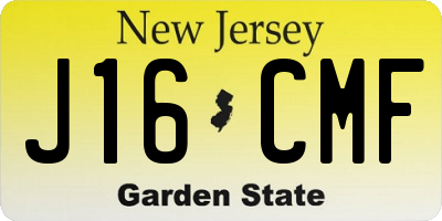 NJ license plate J16CMF