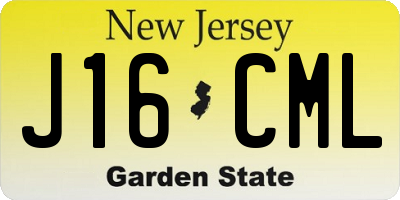 NJ license plate J16CML