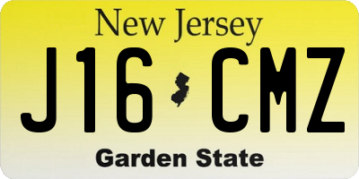 NJ license plate J16CMZ