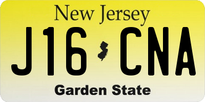 NJ license plate J16CNA