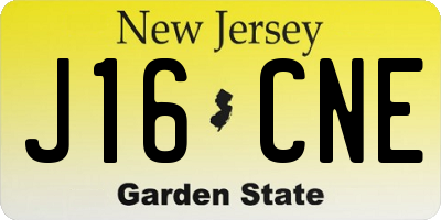 NJ license plate J16CNE