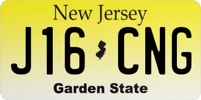 NJ license plate J16CNG