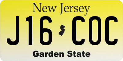 NJ license plate J16COC