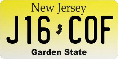 NJ license plate J16COF