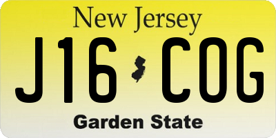 NJ license plate J16COG