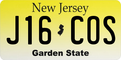 NJ license plate J16COS