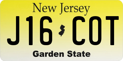 NJ license plate J16COT