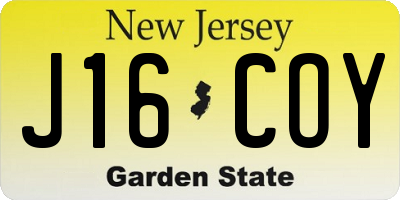 NJ license plate J16COY