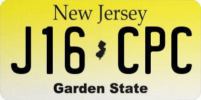 NJ license plate J16CPC