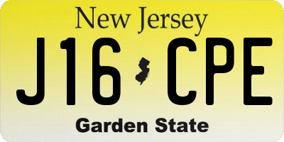 NJ license plate J16CPE