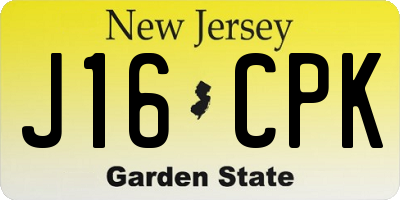NJ license plate J16CPK