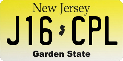 NJ license plate J16CPL