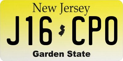 NJ license plate J16CPO
