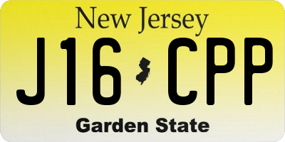 NJ license plate J16CPP