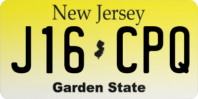 NJ license plate J16CPQ
