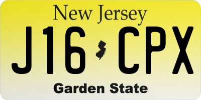 NJ license plate J16CPX
