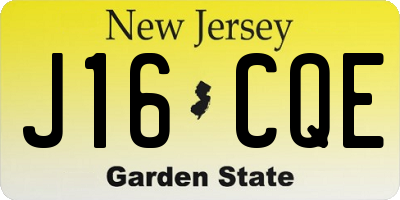 NJ license plate J16CQE