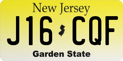 NJ license plate J16CQF