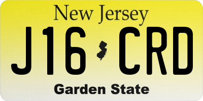 NJ license plate J16CRD