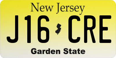 NJ license plate J16CRE
